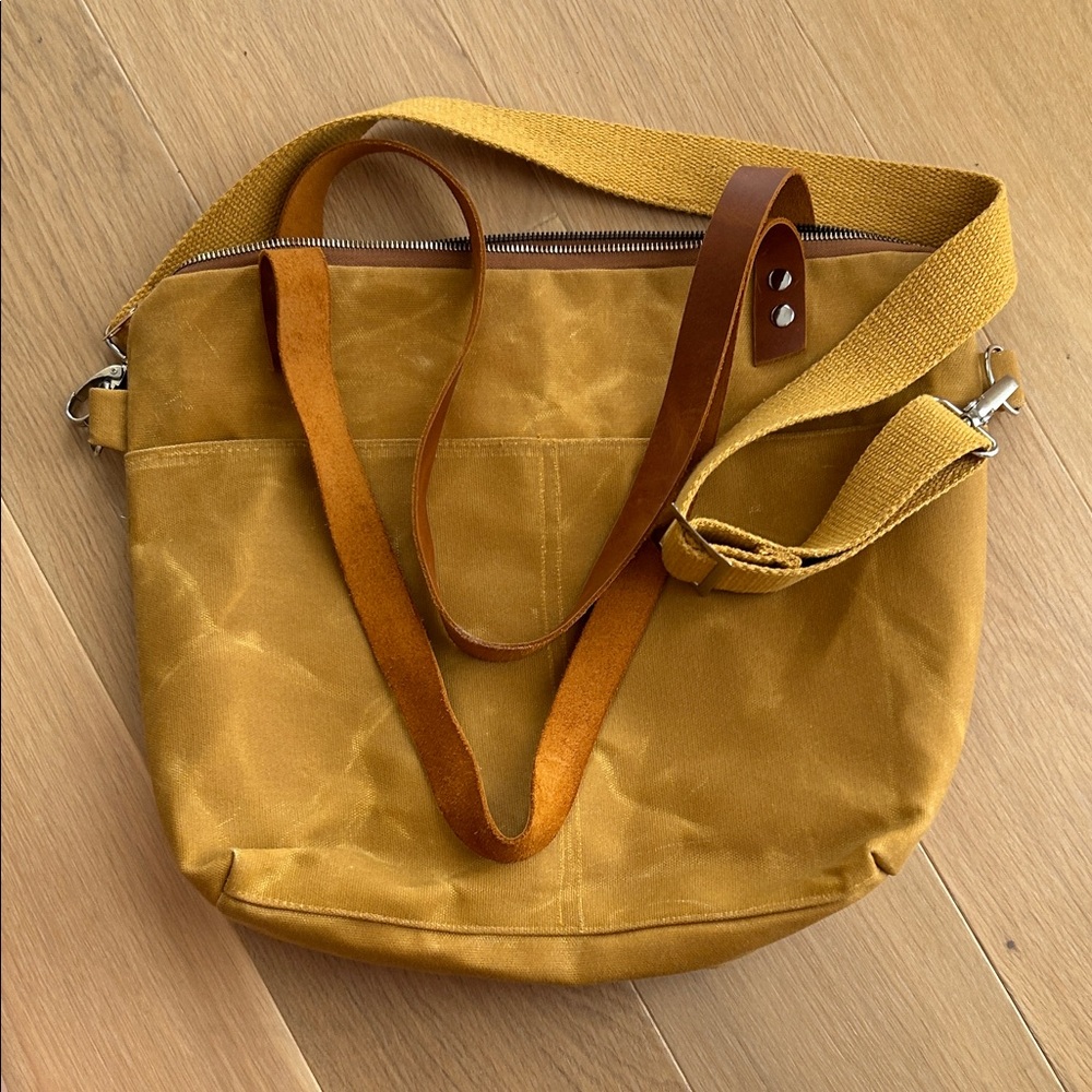 Waxed Canvas Zippered Tote Bag